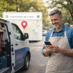 Lokalni preduzetnik proverava vidljivost svoje firme na Google-u i Google mapama prilikom lokalne pretrage u svom kraju