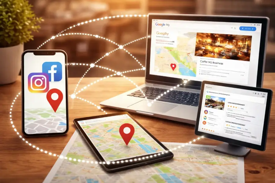 Povezivanje društvenih mreža, Google preduzeća, sajta i lokalnih adresara u sistem lokalne online vidljivosti